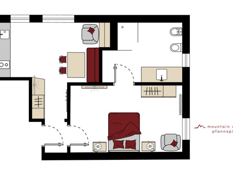 Appartement PFANNSPITZ (2 Räume ca. 42 m²)-8