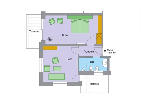 Deluxe Suite 1 south-facing, 1 east-facing balcony image 1