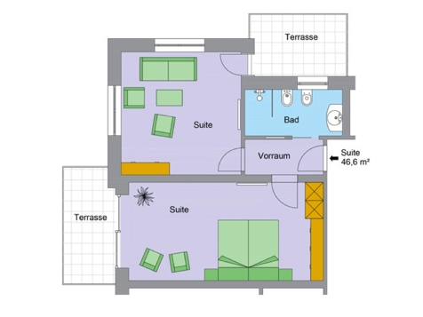 Deluxe Suite 1 south-facing, 1 west-facing balcony image 1